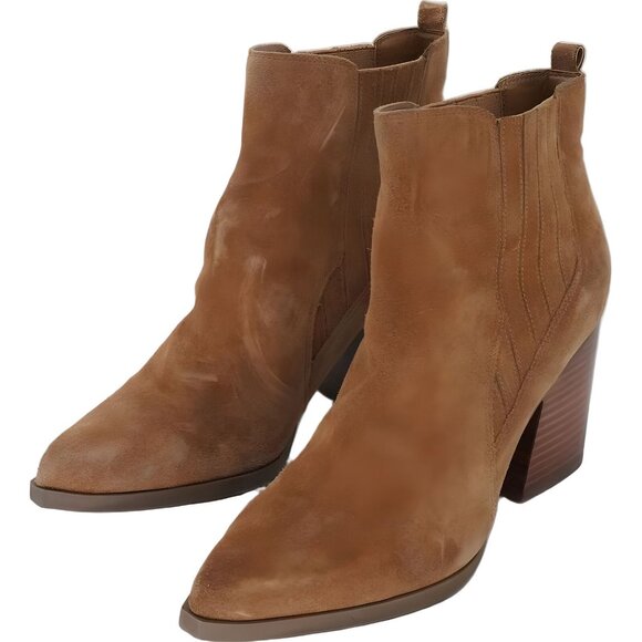 Marc Fisher Loshay Suede Ankle Boots Brown Block Heel Size 10 - Picture 2 of 6